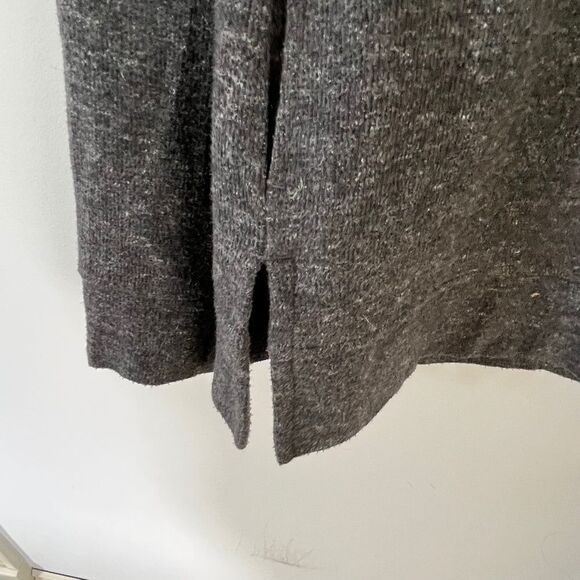 Nike Dark Grey Marled Cowl Turtleneck Pockets Spilt Hem Cotton Blend Sweater - Picture 3 of 10